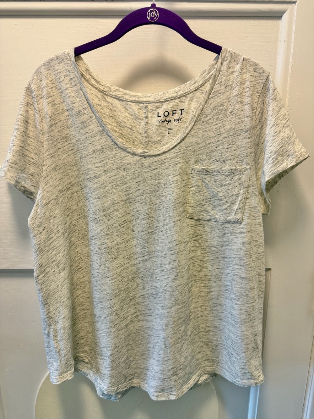LOFT Heather Light Gray Short Sleeve Pocket Tee